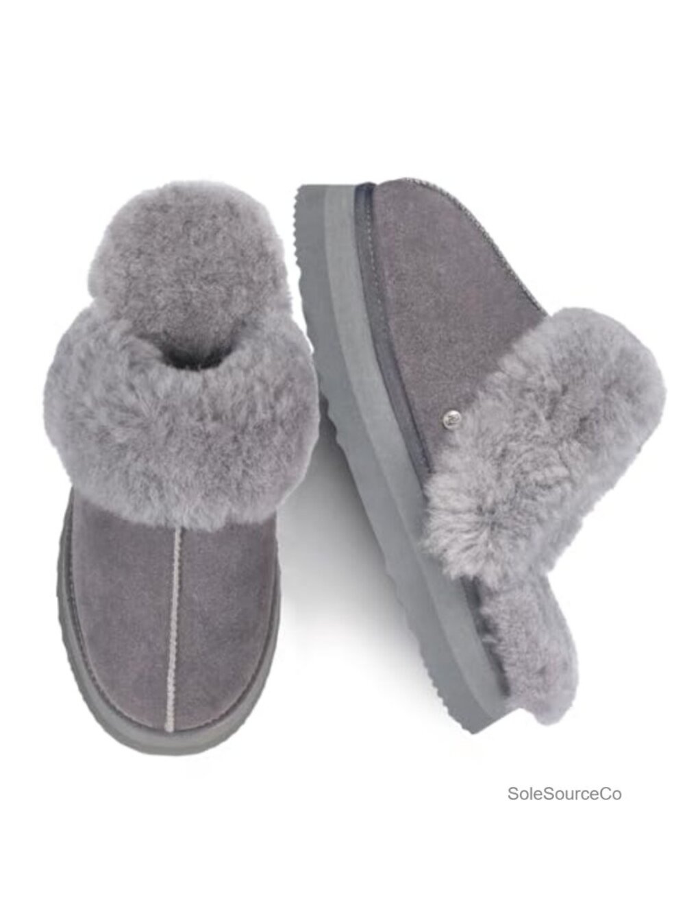 Women's Sheepskin Lined Mule Slippers Genuine Leather Rubber Sole